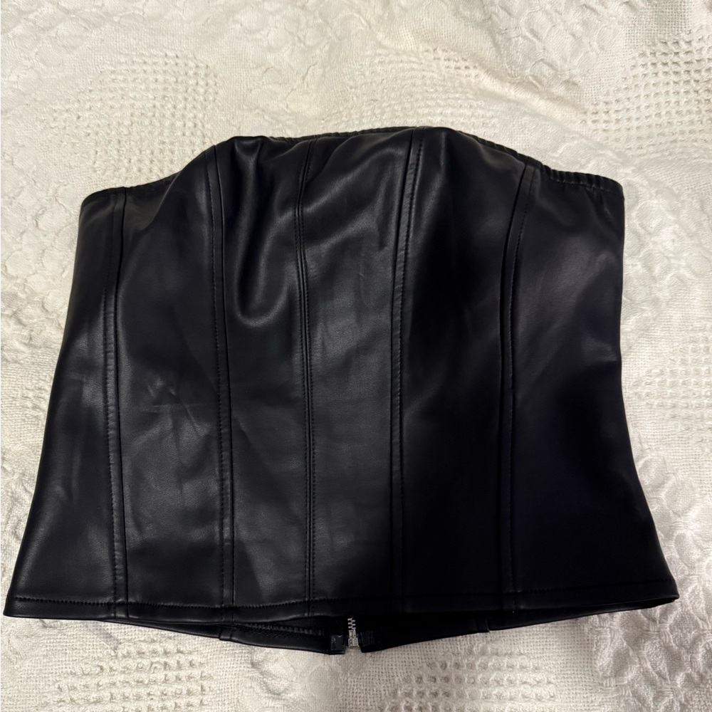 Black Faux Leather Tube Top